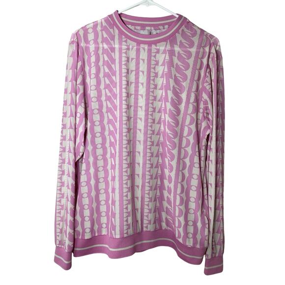 One Teaspoon Mesh Top XSMALL(Runs Big) Pink White Logo Sheer Long Sleeve - Picture 1 of 6